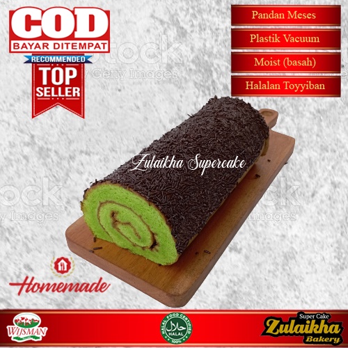 Bolu gulung pandan meses jumbo/roll cake pandan meses jumbo