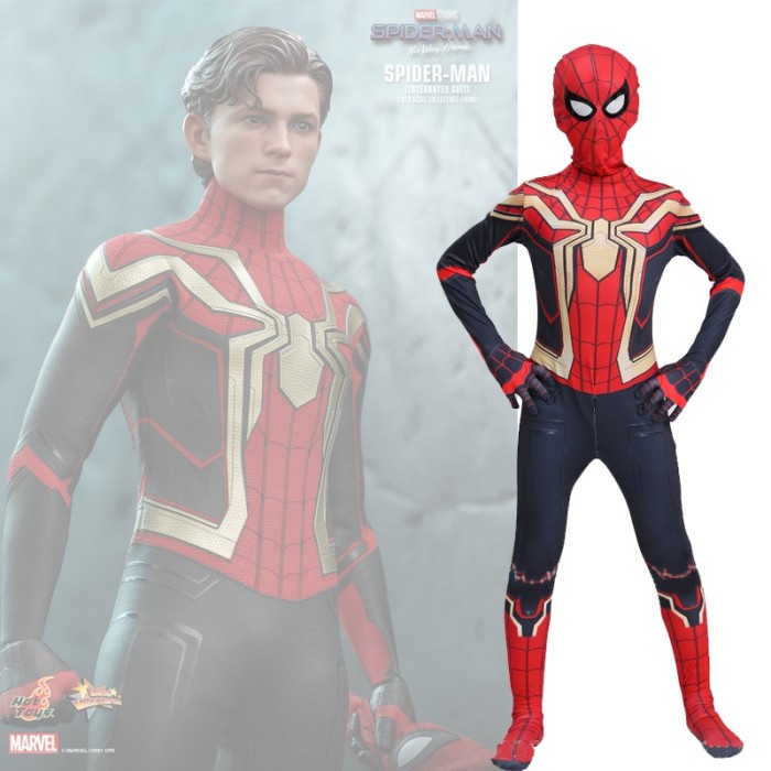 Kostum spiderman Gold Battlesuit anak dewasa