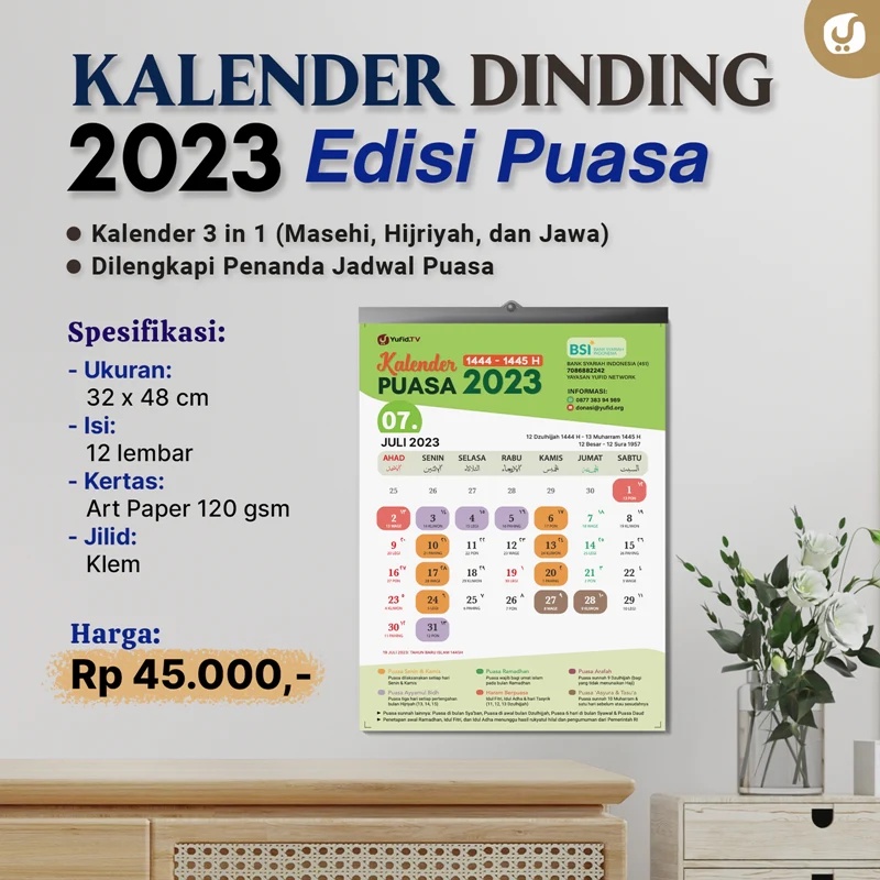 

(Ada Stok) Kalender Dinding 2022 - 2023 Masehi Hijriyah Jawa Edisi Puasa - Yufid - Asli COD