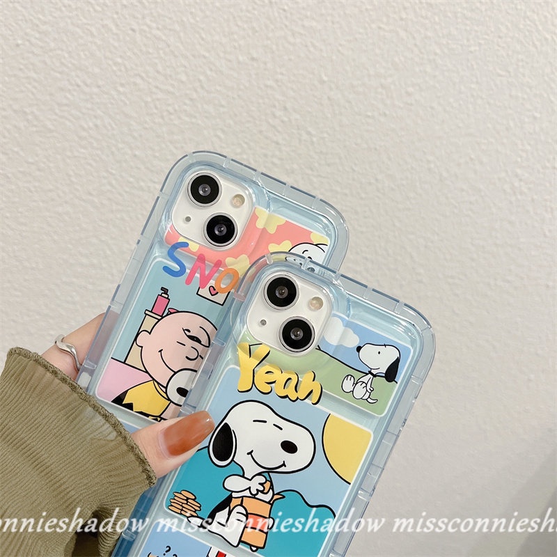 Casing Ponsel Tahan Guncangan Bening Kompatibel Untuk iPhone 7Plus 8Plus 11 Pro Max14 13 12 Pro MAX XR 7 8 6 6S Plus X XS MAX Kartun Lucu Snoopy Transparan Airbag Lembut TPU Penutup Belakang