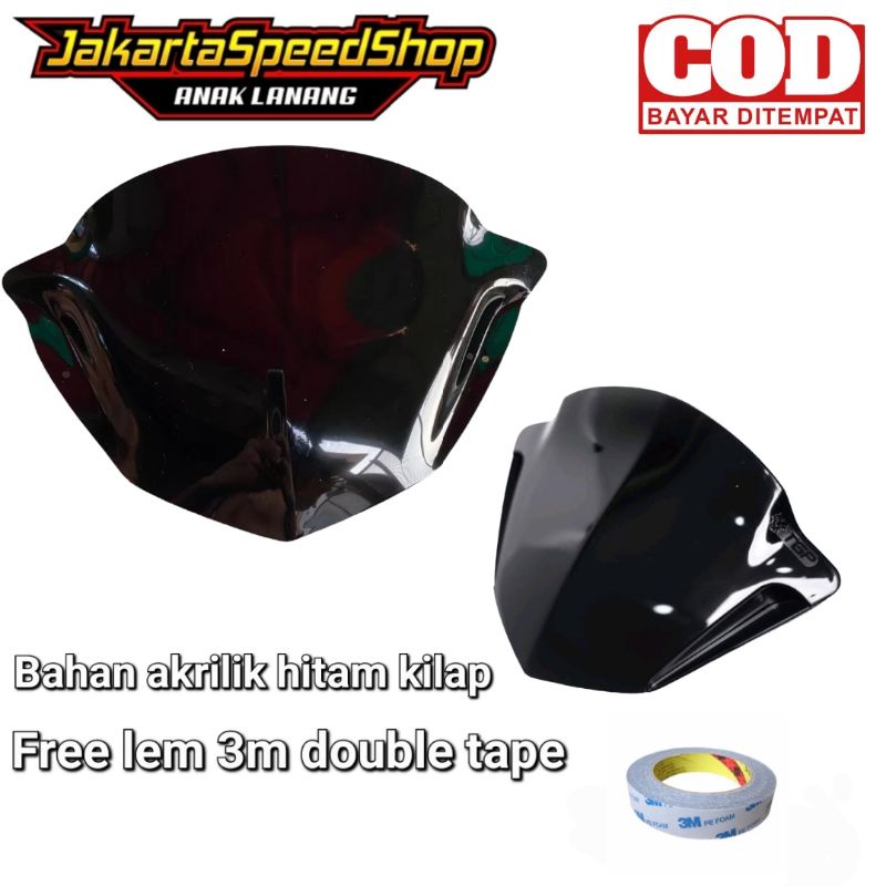 Visor variasi beat karbu lama bahan full akrilik hitam kilap free double tape