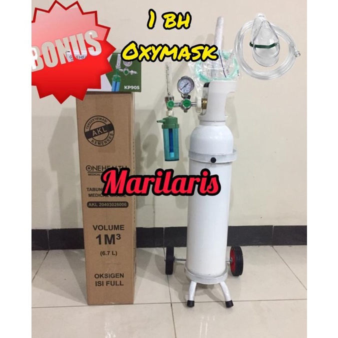 Tabung Oksigen Medis 1 M3 Komplit Tinggal Pakai