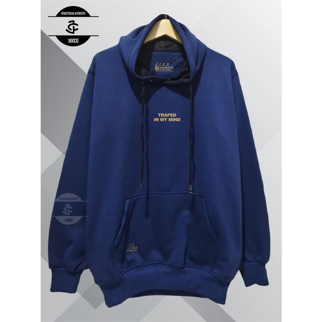 Jaket Hoodie Pria Cod Aesthetic Original Jico Brand Distro Kota Bandung Terbaru Terpopuler Dan Terlaris Oversize Unisex Sweater Hoodie Pria Katun Casual Distro Masa Kini Hudie Pria Wanita Hodie Casual Warna Navy List Trapped in My Mind Style Terkini