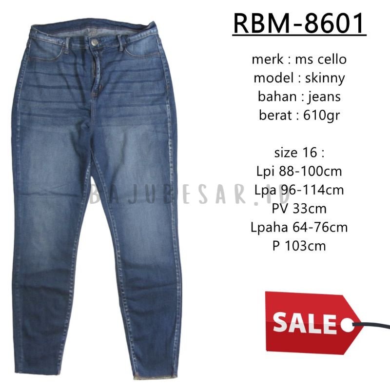 BAJUBESAR.ID SALE CACAT - RBM-8601 CELANA PANJANG JEANS WANITA MS CELLO SKINNY BRANDED MURAH BIGSIZE