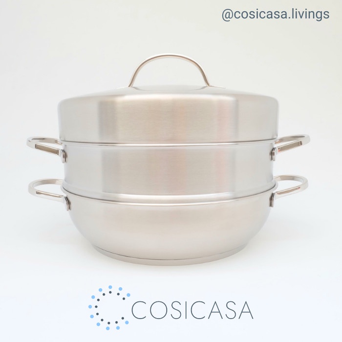 STEAMER DAN WOK MYCHOICE BY BIMA SS304 28CM HIGH DOME LID INDUCTION