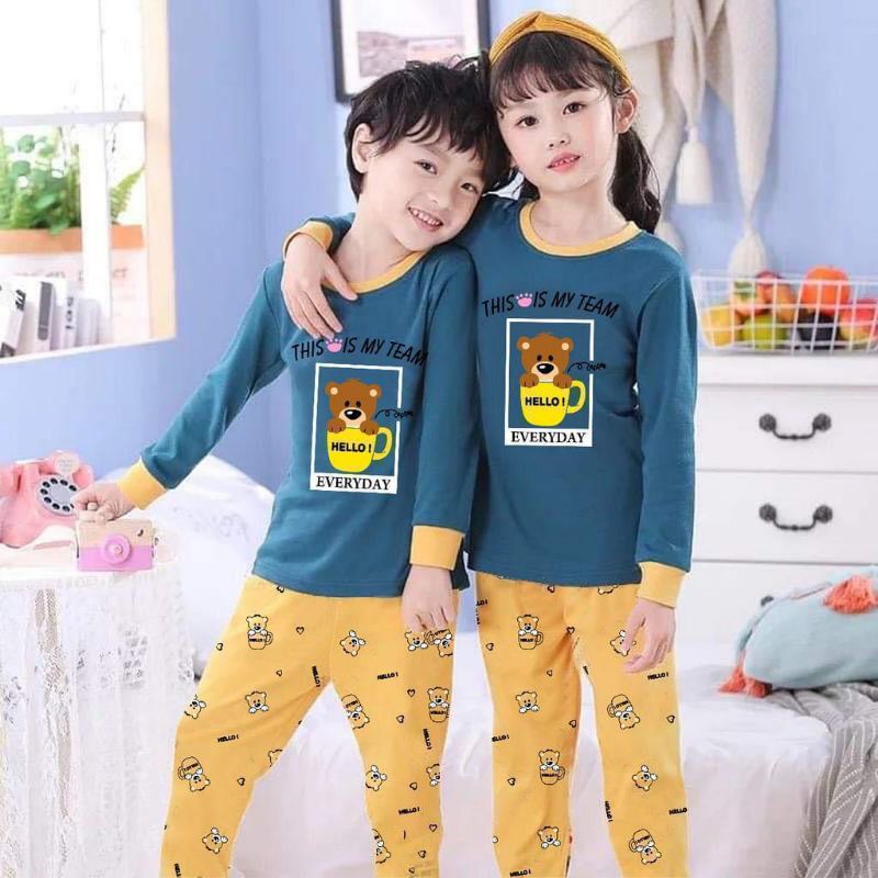 Baju tidur anak laki laki / piyama anak import / stelan panjang piyama anak pria 3 - 9 Tahun