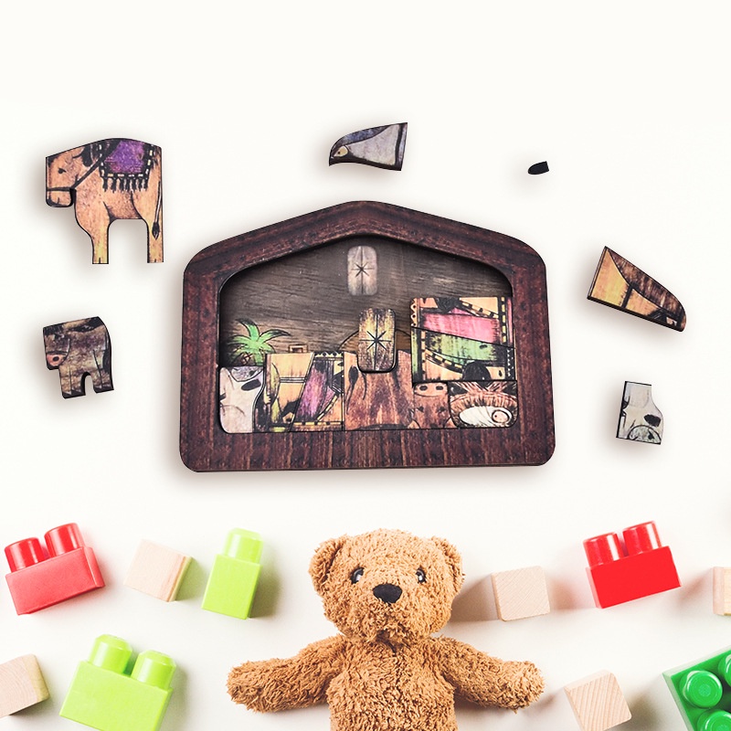 Wooden Jesus Puzzles Nativity Puzzle Puzzle Game Kids Desk Figurine