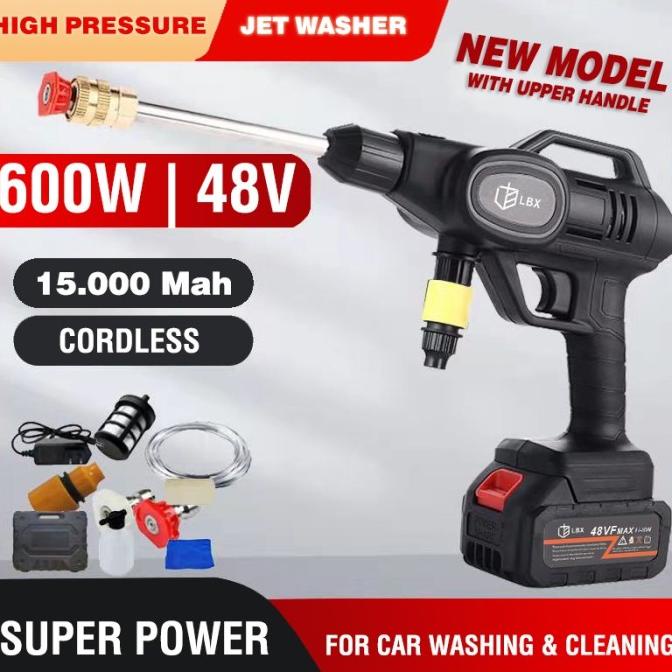 Set Alat Cuci mobil Portable Jet washer water spray Gun cordless LBX