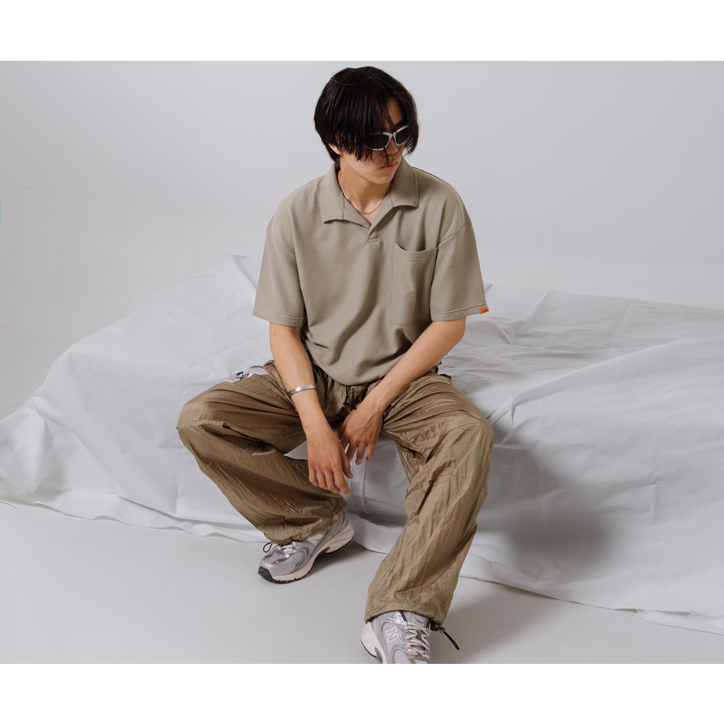 JAVAJONES Oversized Polo Waffle Nolan Matcha | Kaos Polo Pria Wanita