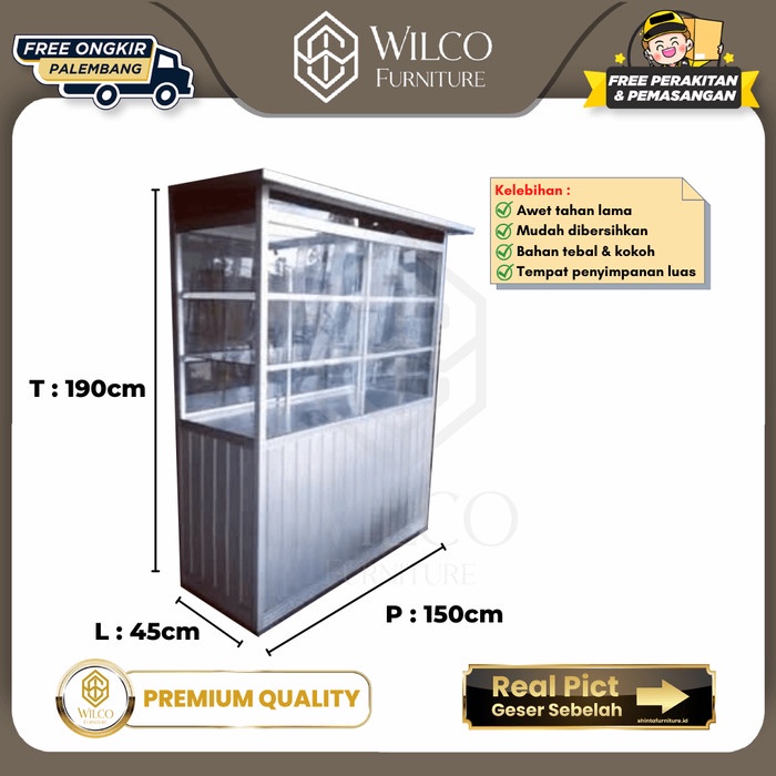 Rak Etalase Aluminium Jualan Makanan Aluminium / Food Display Custom Palembang