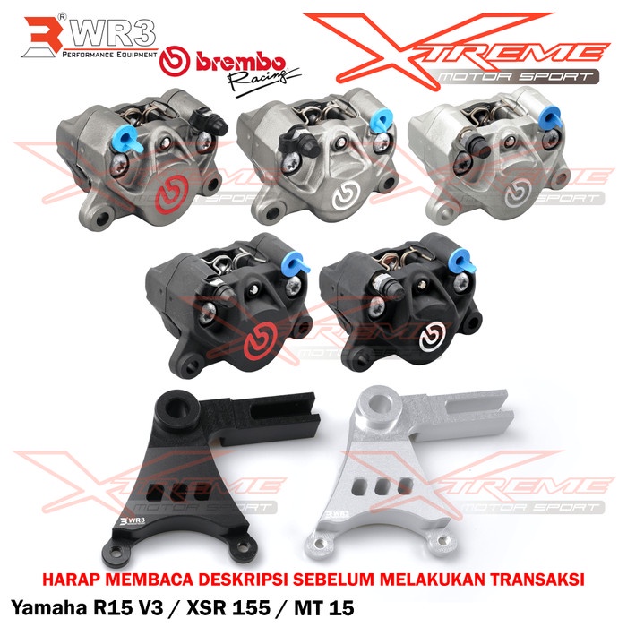Breket Kaliper Wr3 Belakang Yamaha R15 V3 With Brembo 2P1P Red Logo #Original