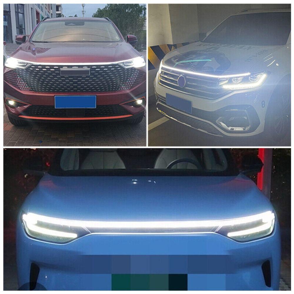 Lanfy Daytime Running Light Universal Putih Merah Kuning Biru Aksesoris Mobil Fleksibel Lampu Dekorasi Led Refitting Auto Headlight Strip