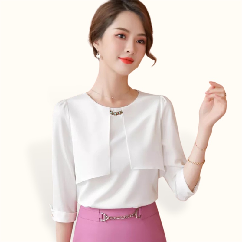 Blus Lengan 3/4 wanita Gaya Korea variasi kalung - XSHOP Sapphire