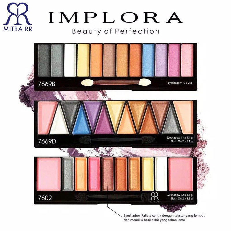 Implora Eyeshadow Pallete + Blush On 10 / 12 Warna (7602 / 7669B)