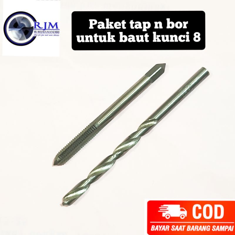 Paket tap n bor untuk baut kunci 8 hand tap m5x0.8 bor 4.2mm cocok untuk otomotif bukan untuk profes