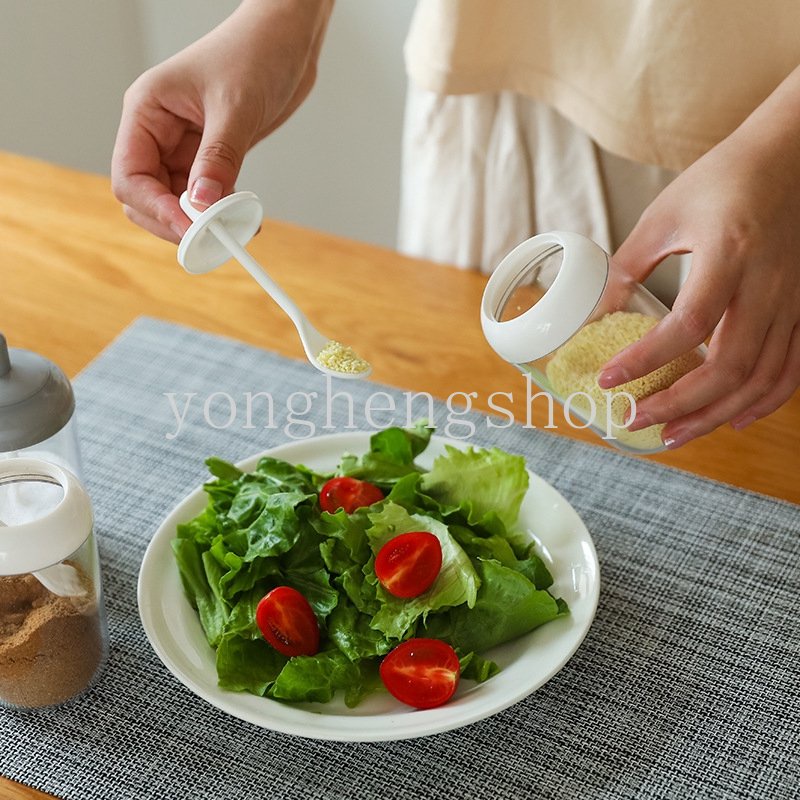 Botol Bumbu Bulat Dengan Sendok Garam Lada Bumbu Spice Jar Bahan Storage Bottles Kitchen Organizer