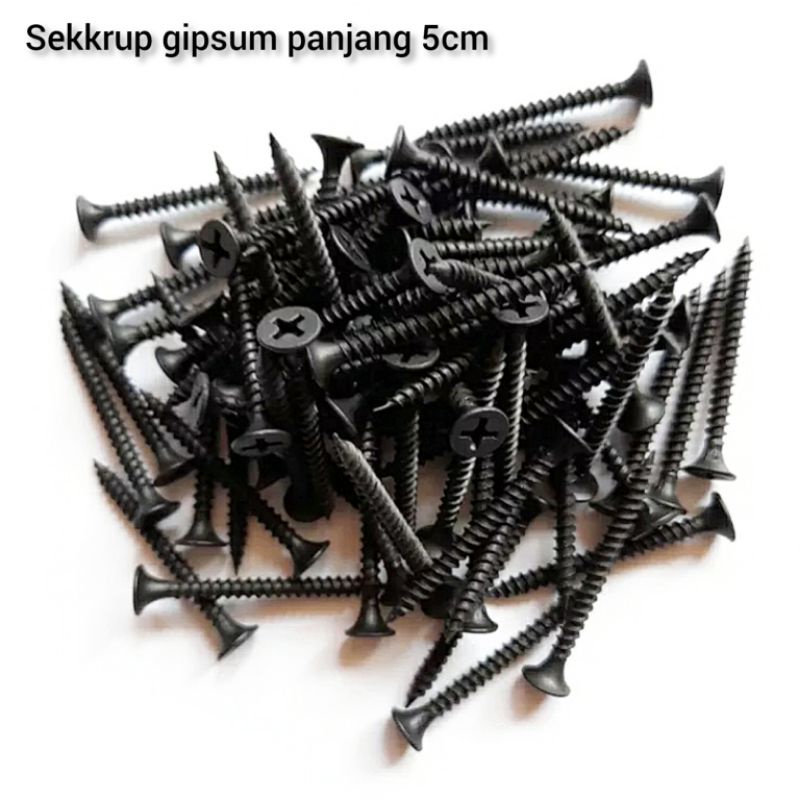300pcs skrup gypsum PANJANG 5cm sekrup gipsum 6x2" sekrup hitam 6 x2" panjang 5 cm isi 300pcs Baut S