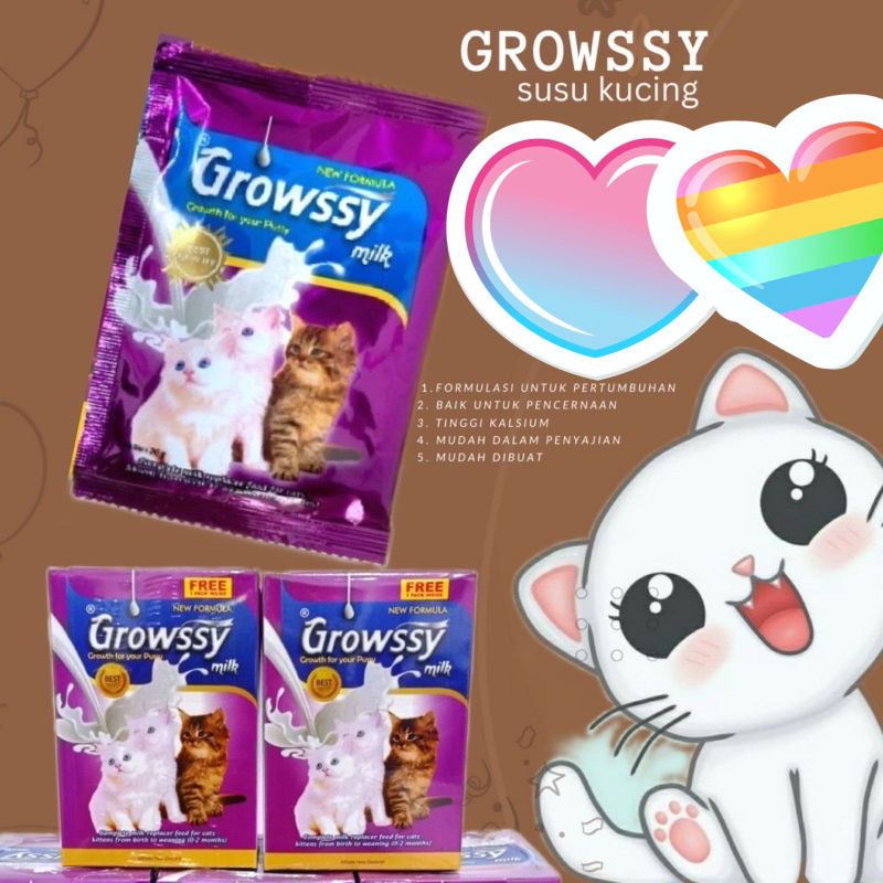 Growssy Susu Kucing 20gr 1 Sachet Growsy Susu Anak Kucing Kitten Susu Kucing Bayi Baby Cat Milk Susu