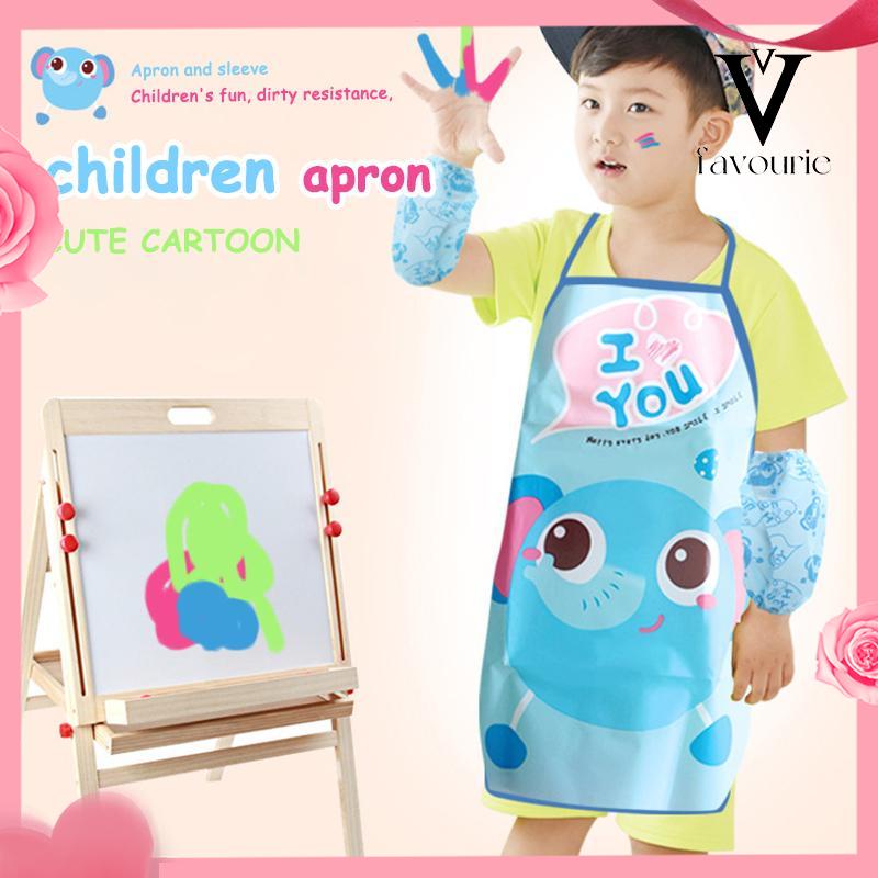 CODCelemek Apron Anak untuk Melukis Berkebun Karakter Kartun Dengan manset/Tanpa manset-FA