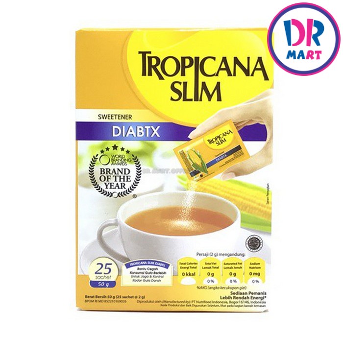 

Tropicana Slim Sweetener Diabetic 50g 25 sachet