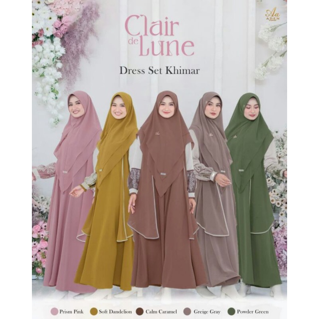 READY GAMIS MUSLIMAH  | DRESS SET ORI BY ADEN | Claire de Lune | Dress+outer+Khimar