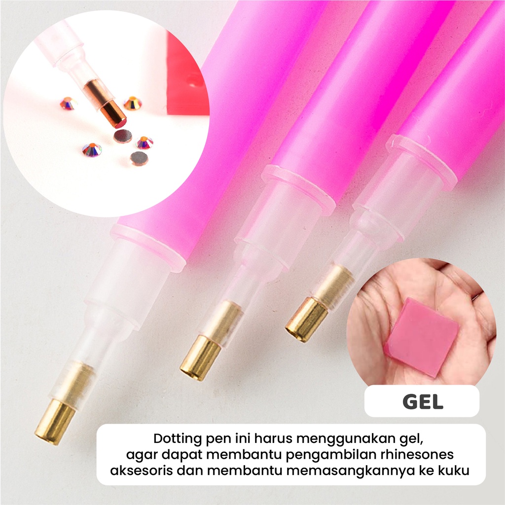 MSY Dotting Pen Picker Acc Rhinestone Pink/Pen Stick Magnet Aksesoris Kuku