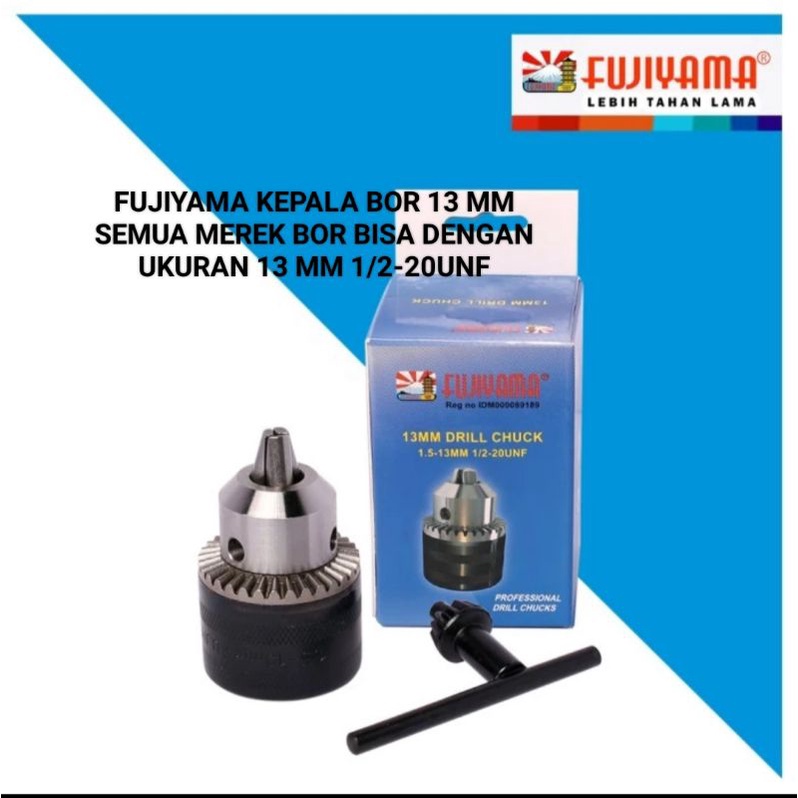 FUJIYAMA kepala bor 13 mm 1/2-20unf kepala bor tangan 13 mm universal semua merek bisa masuk kepala 