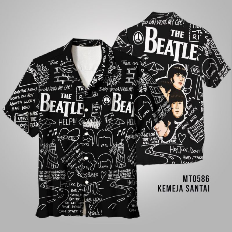 MT0586 Baju Kemeja Band The Beatles Hitam
