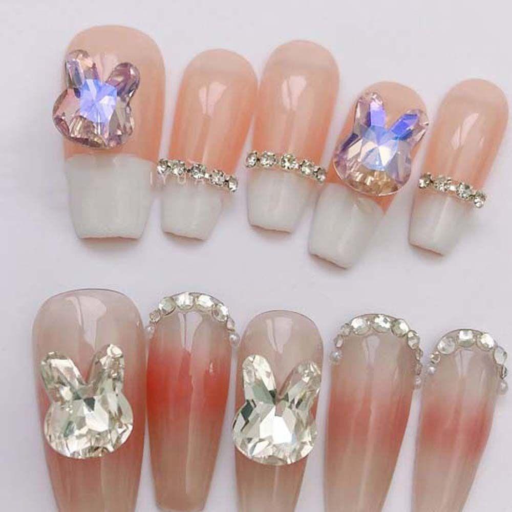 Mxbeauty Kelinci Nail Art Berlian Imitasi Wanita Fashion Mewah Manikur Aksesoris Hiasan Kuku 3D Perhiasan Kuku