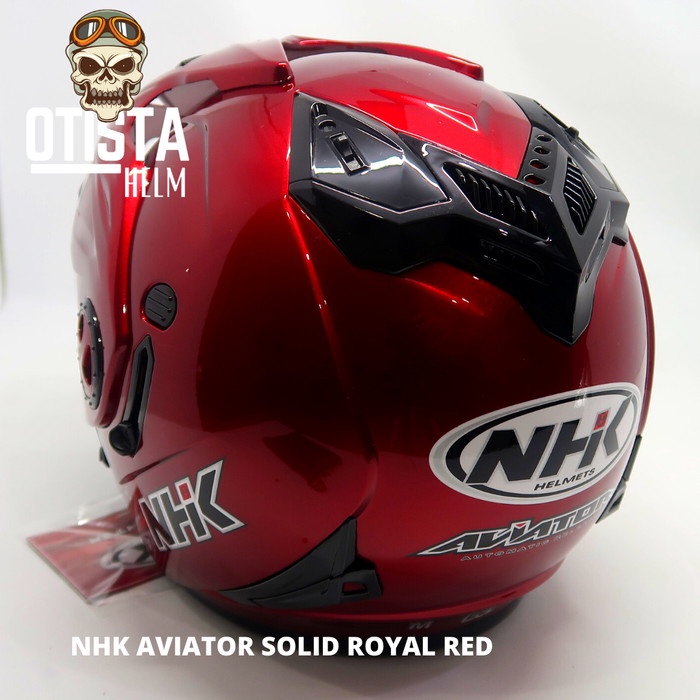 Helm Half Face Nhk Aviator Royal Red Merah Maroon Glossy Polos Metalic