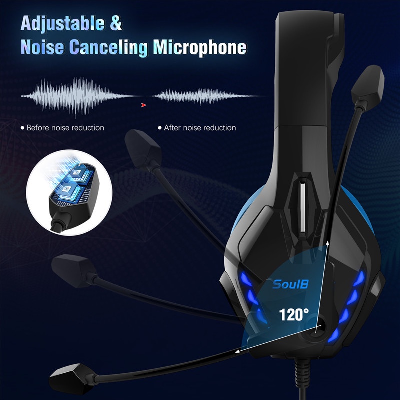 Sicibel S11 Headset Gaming Deep Bass Stereo Noise Canceling Untuk PS4 PS5 Xbox One Switch PC