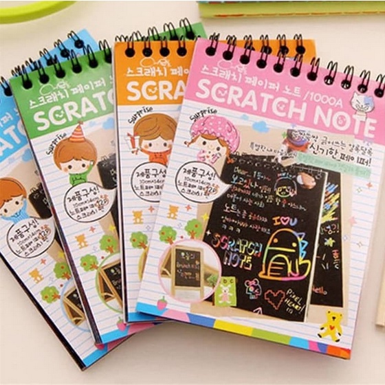 SB168 Scratch Note Mini Buku Gores Magic Warna Warni Cardboard