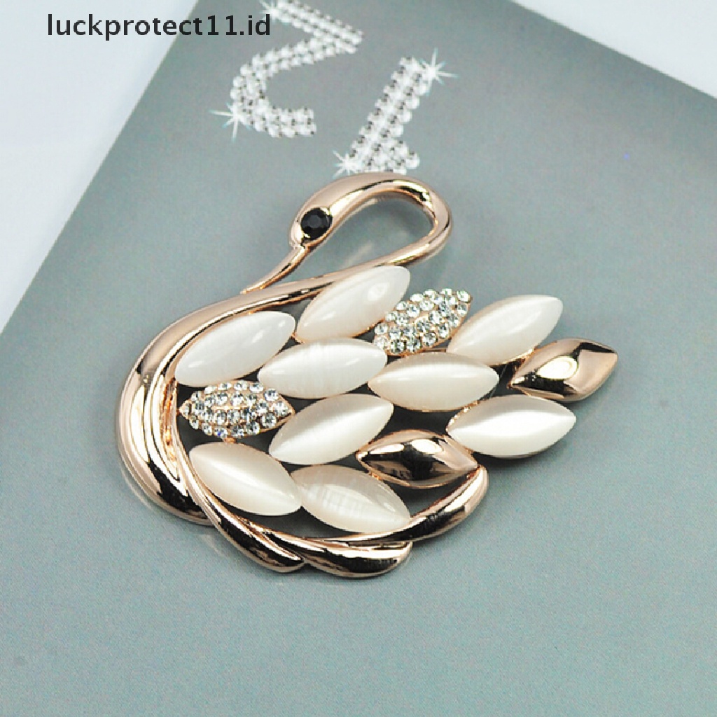 /Fashion Hot// Fashion// Trendi Elegan Motif Angsa Berlian Imitasi Bros Pin Kristal Bros Pin Klip.