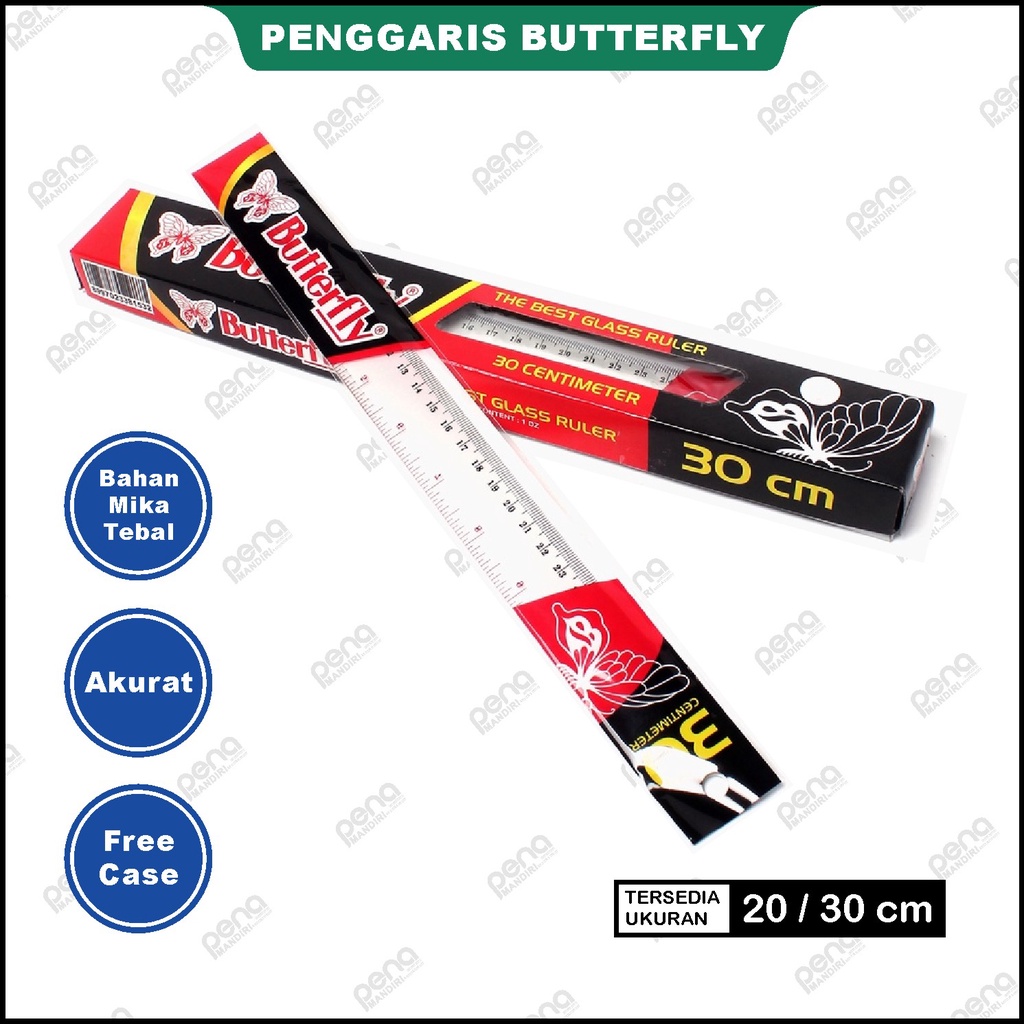 penggaris/garisan/ruler/30cm/20cm/BUTTERFLY