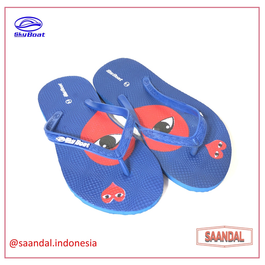 Grosir-Sandal Jepit Karet Wanita Perempuan Skyboat Heart Love Gambar Hati (ISI 6 PASANG)