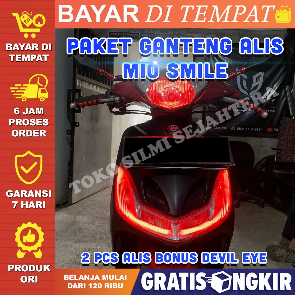 PAKET LAMPU ALIS MIO SMILE BONUS DEMON EYE TIDAK BERBINTIK SIAP PAKAI LAMPU ALIS MOTOR LAMPU SENJA V