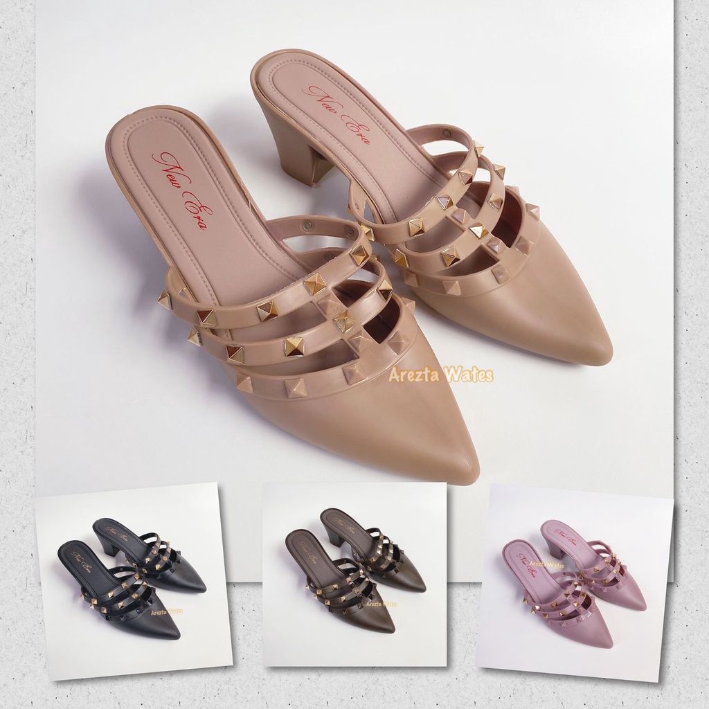 Sandal karet selop hak tinggi wanita wedges new era LB 13003