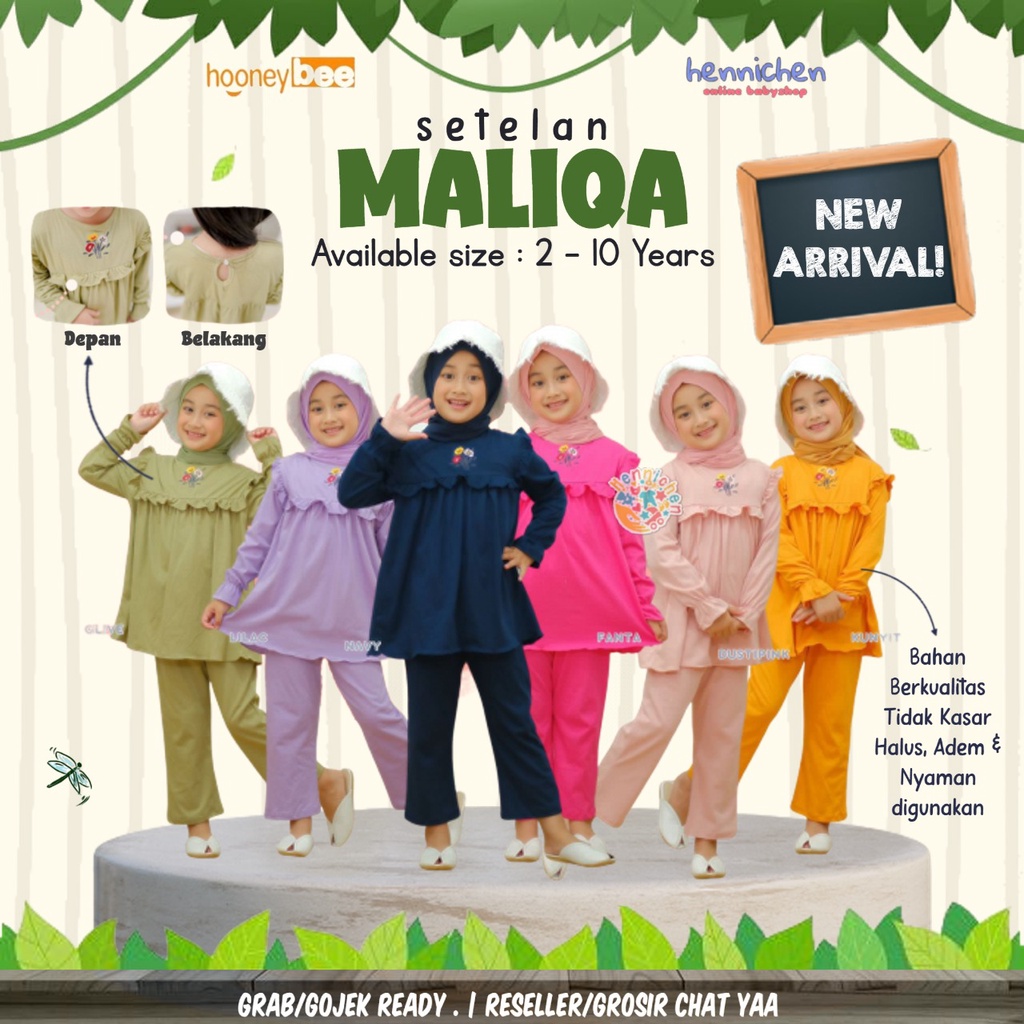 PROMO 12.12  Smilee Maliqa BAJU LEBARAN 2-10 Tahun Setelan Panjang Muslim Fashion Anak Perempuan by Honeybee