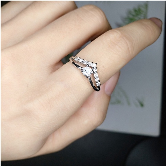 Cincin S925 Silver Cincin Titanium Kristal Wanita Korea Ring Jewelry ANTOP