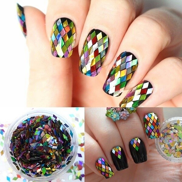 Rhombus Glitter Sequins Diamond Holographic Flakes Nail Art in Jar Craft Kosmetik Hiasan Kuku Eye Korean Make Up Handphone Decorations Wedding Party Cosplay