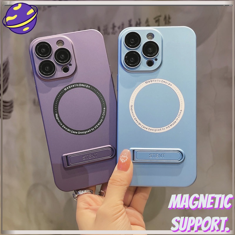 IPHONE Matte Phone Holder Pelindung Case Untuk Iphone14 13 12 Pro MAX 14Plus Kamera Film Magnetic Fall Proof Hard Casing