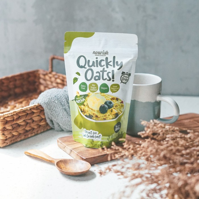 

✿ BISA COD✿ Quickly Oats! Instant Oatmeal Matcha BUY 1 GET 1 FREE (250gr x 2pc)