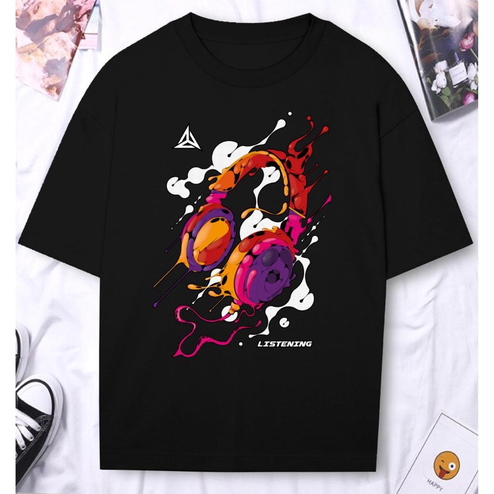 Kaos Pria Kaos Distro Pria TShirt Pria LISTENING DTF317 GB