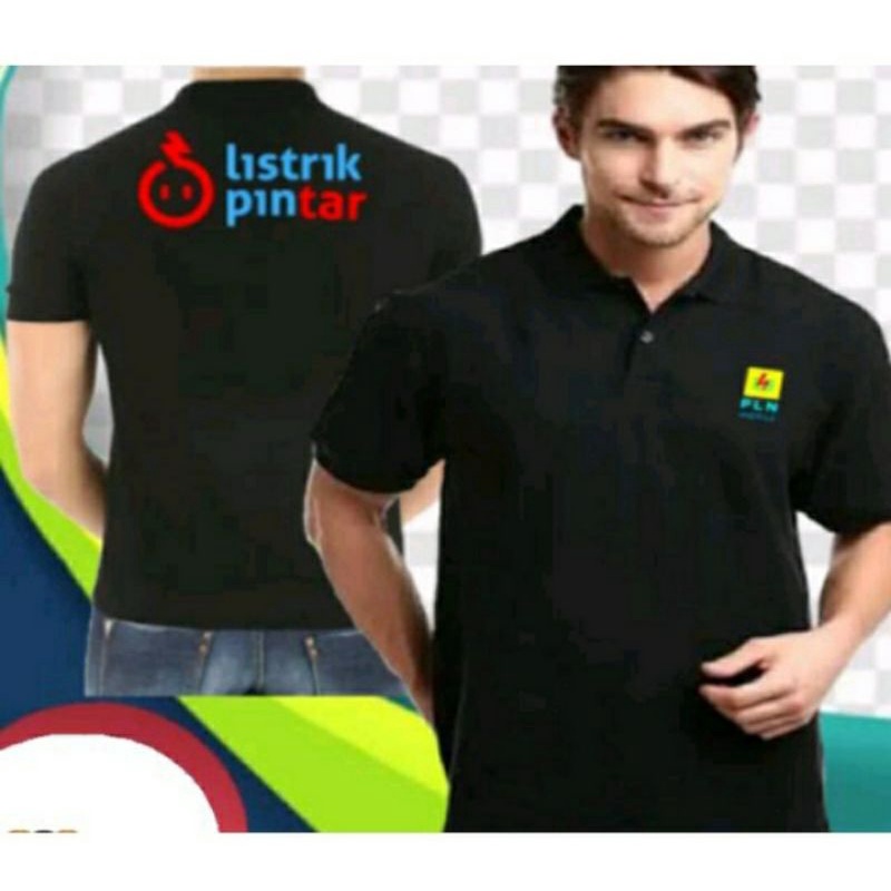 Kaos listrik pintar kaos PLN listrik pintar full bordir kaos polo katun PLN kaos polo katun