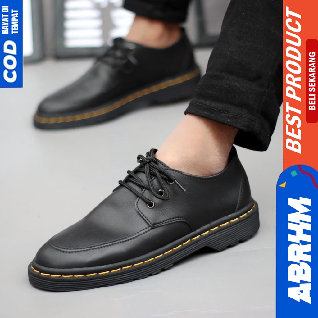 Sepatu Pantofel Formal Docmart Low Boots Kerja Pria Abrhm Gomu