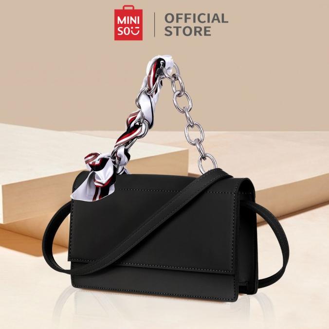 MINISO Tas Wanita Selempang Handbag Rantai Sling Bag Syal Sutra