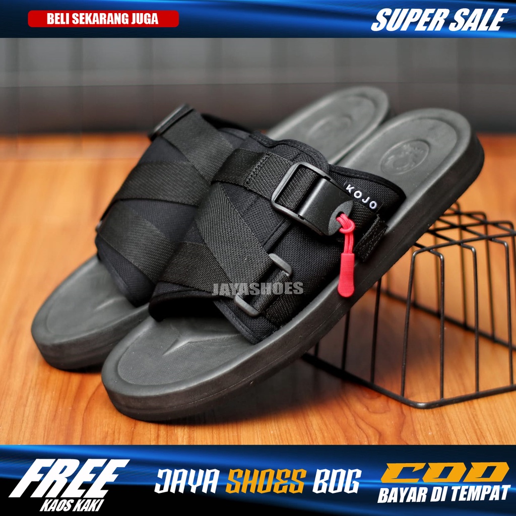 ENZO Sendal Slide Pria Hitam Original Distro Simple Murah Anti Slip Sandal Cowok Trendy Kekinian