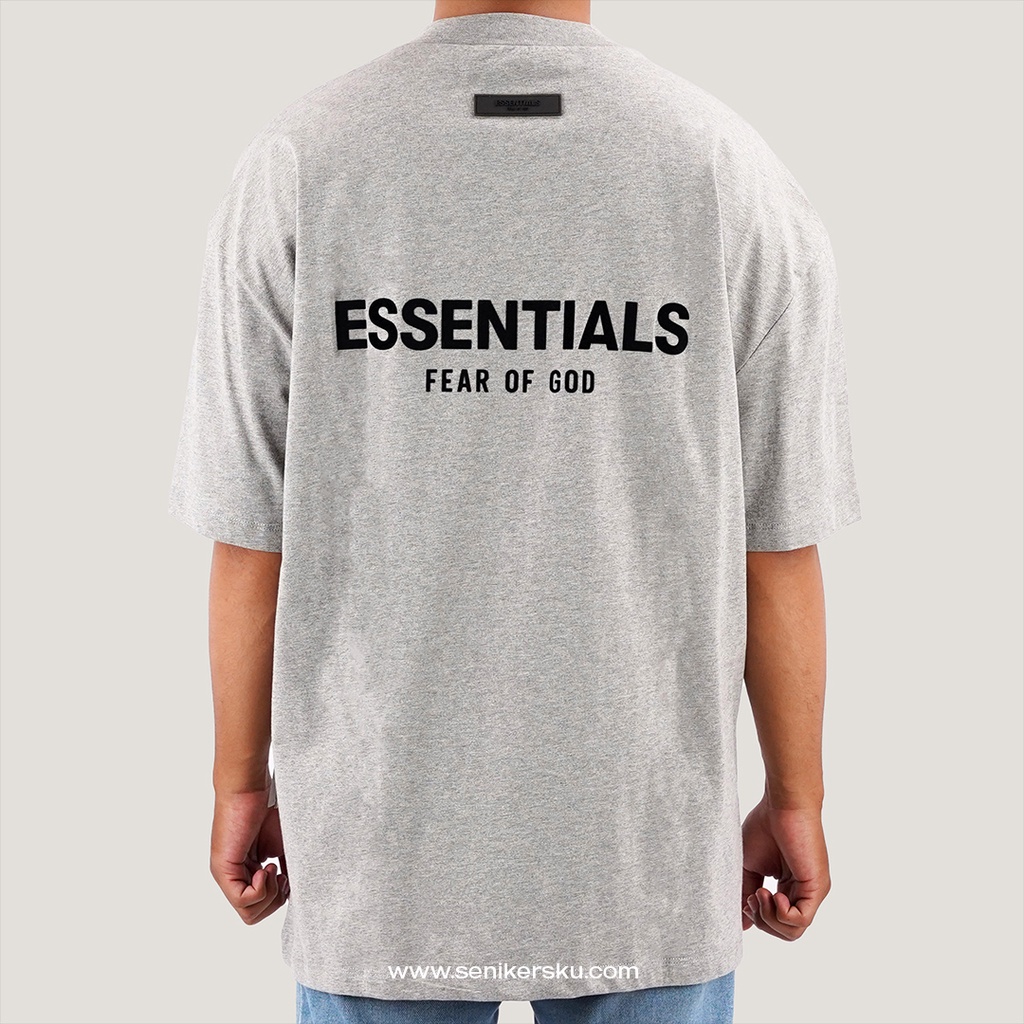 Essentials FOG Flocked Dark Oatmeal Tee SS22