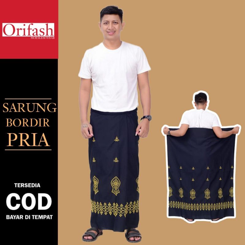 ORIFASH- Sarung batik pria dewasa bawahan muslim bahan katun ukuran 120 x 20