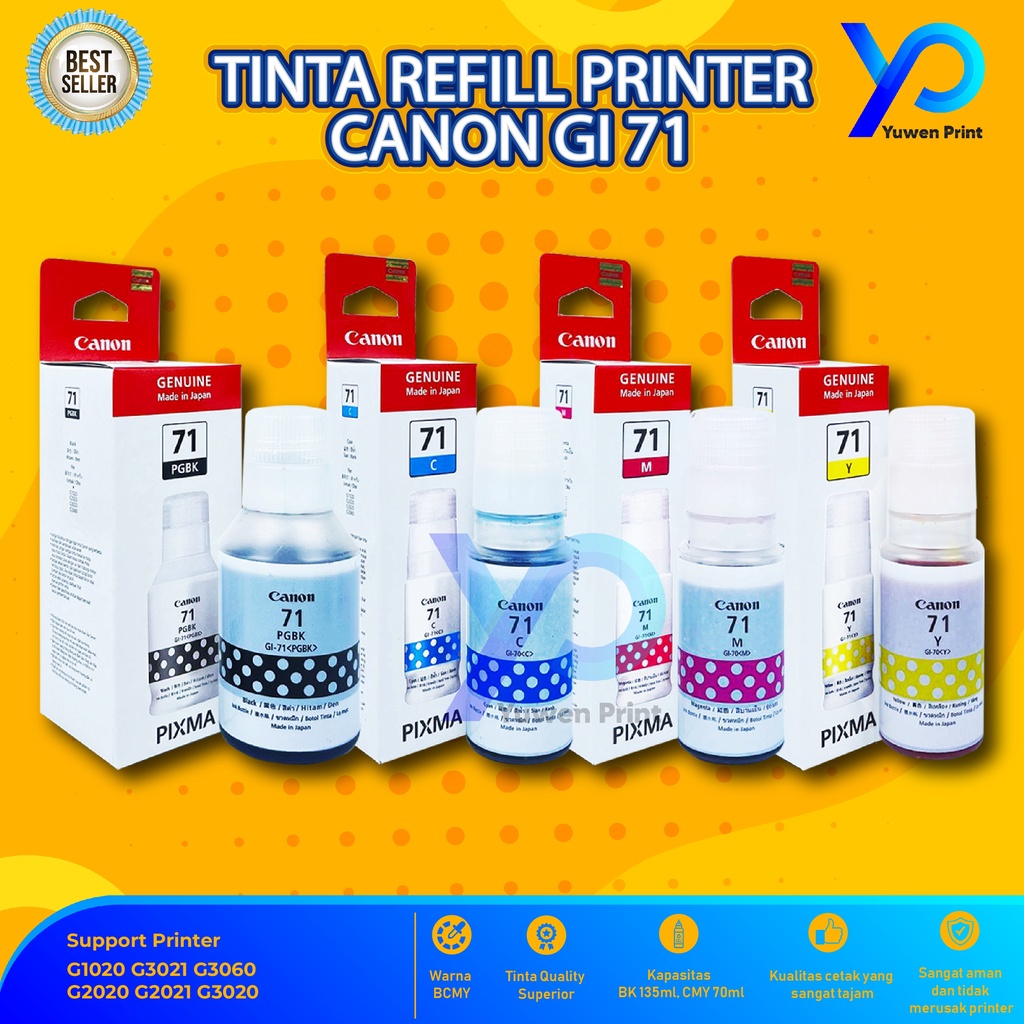 Tinta Canon Gi 71 For Printer G1020 G2020 G2021 G2060 G3020 G3060